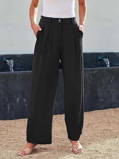 Women's wide-leg high-waisted trousers with side pockets NOVAE