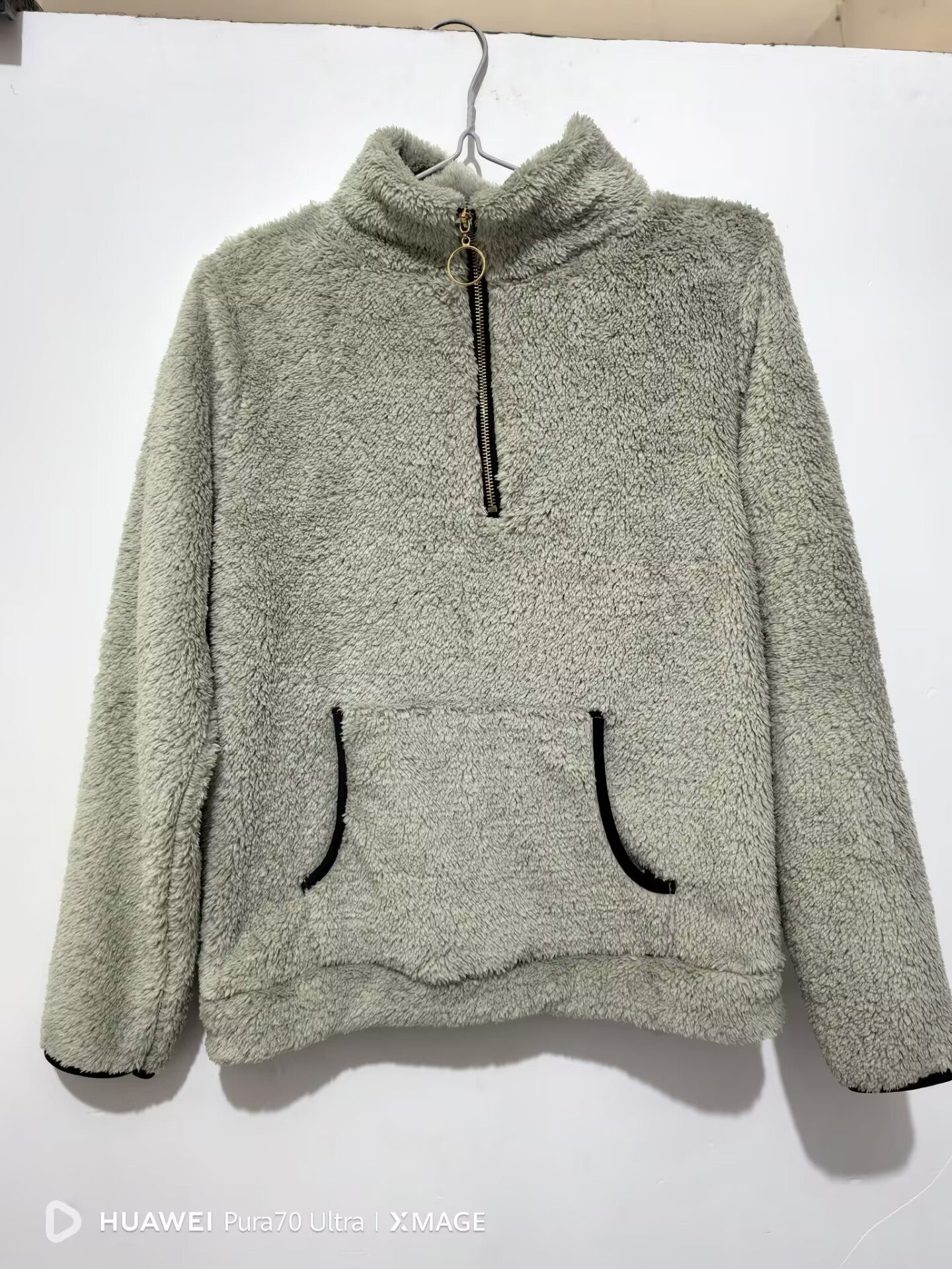 Women's cozy fleece pullover with high collar and zipper NOVAE