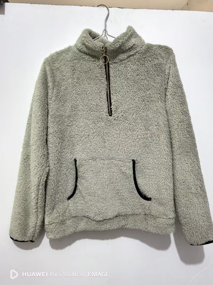 Women's cozy fleece pullover with high collar and zipper NOVAE