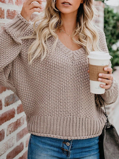 Women's lounge sweater with a relaxed fit and deep V-neck NOVAE