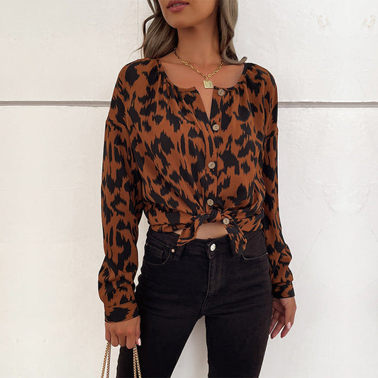 Women's Leopard Print Shirt Blouse NOVAE