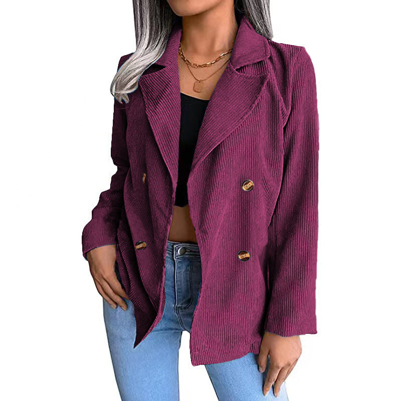 Women's fashionable corduroy jacket with double button placket NOVAE