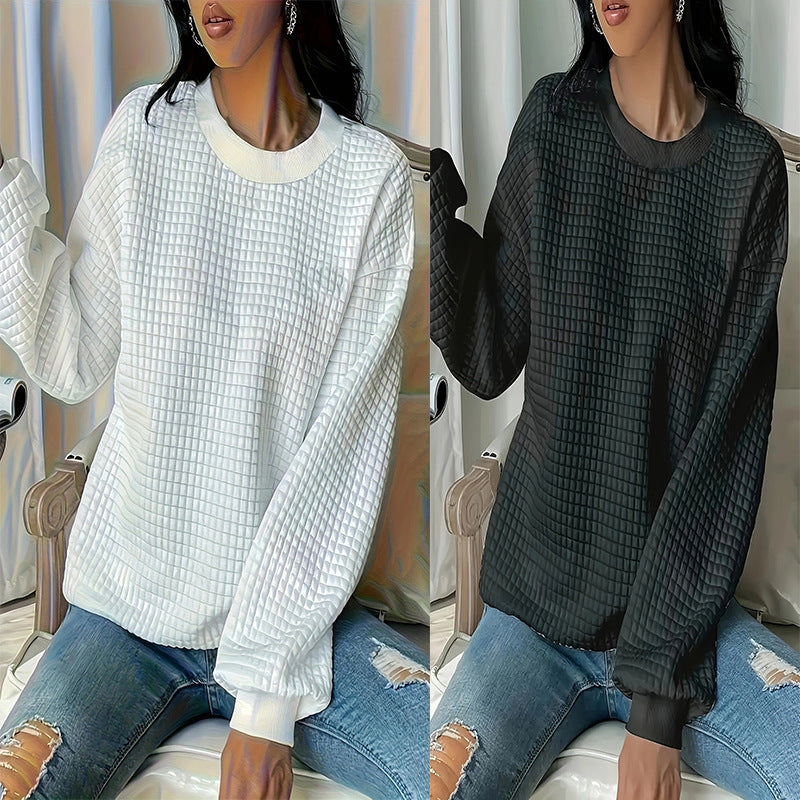 Women's sweater with a structured waffle design and relaxed fit NOVAE