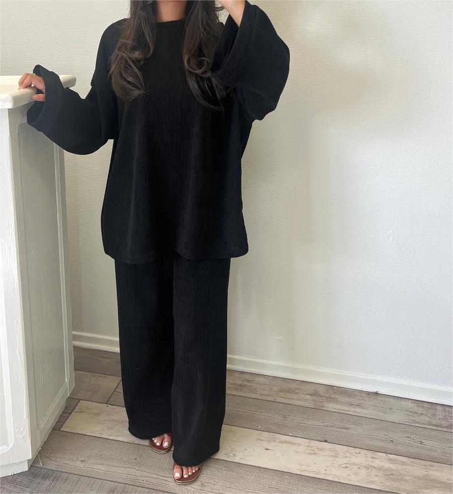 Women's Comfortable and Stylish Ribbed Knit Lounge Set NOVAE