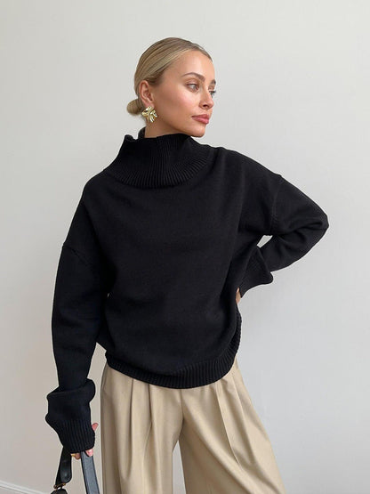 Women's sweater with high-closing collar and relaxed fit NOVAE