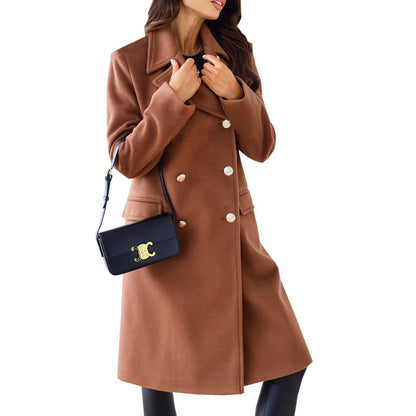 Women's elegant wool coat in trendy double-breasted design NOVAE