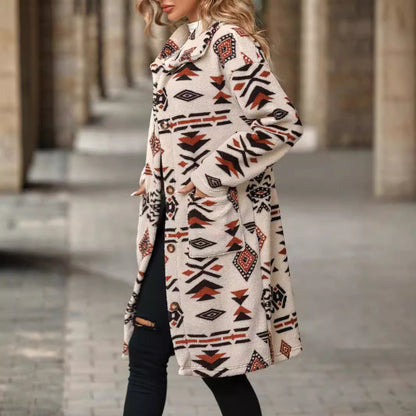 Women's fashionable teddy jacket with a unique geometric pattern NOVAE