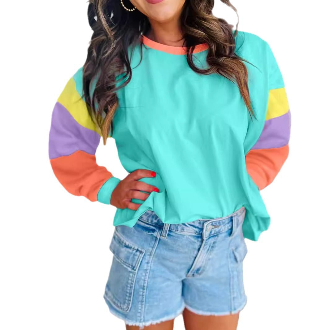 Women's casual sweatshirt with contrasting sleeves NOVAE