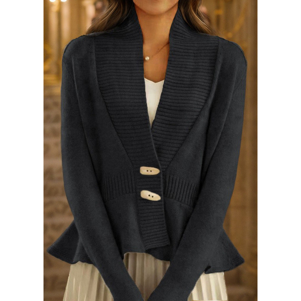 Women's cardigan with asymmetrical cut and decorative buttons NOVAE