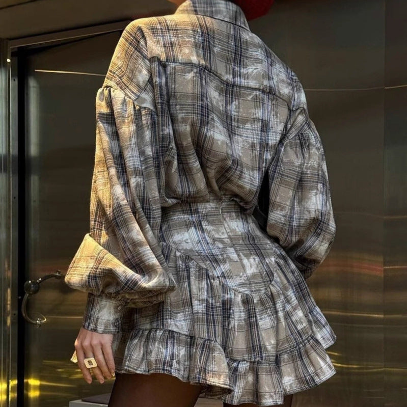 Women's Checkered Blouse and Skirt Set NOVAE