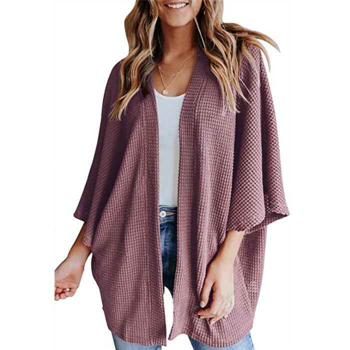 Women's casual waffle-knit cardigan NOVAE