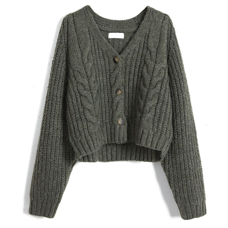 Women's cozy knitted cardigan with decorative cable pattern NOVAE