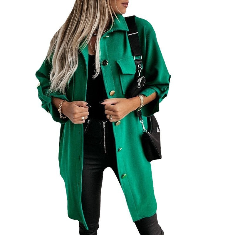 Women's Stylish Overshirt with Practical Pockets and Snap Button Front NOVAE