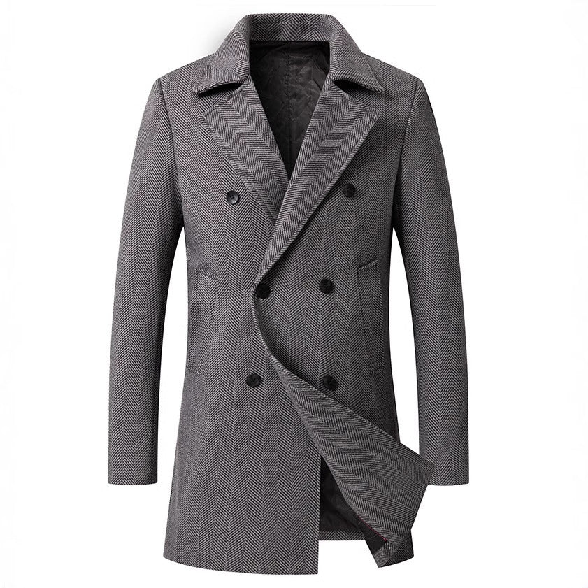 Men's elegant double-breasted herringbone coat NOVAE