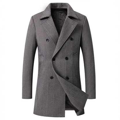 Men's elegant double-breasted herringbone coat NOVAE