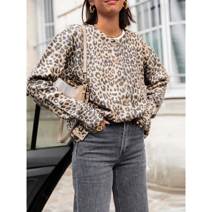 Women's fashionable cardigan with animal print NOVAE