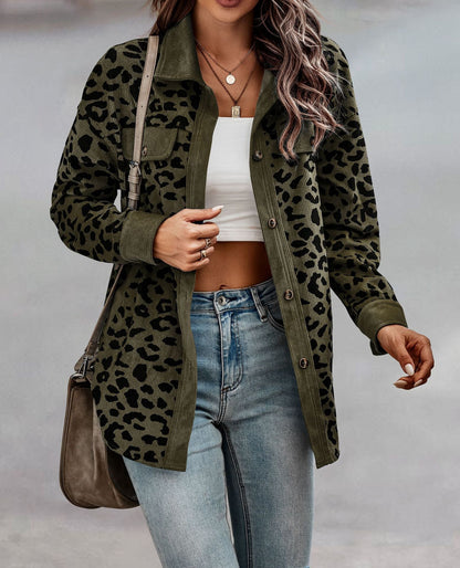 Women's Oversized Leopard Print Shirt Jacket NOVAE