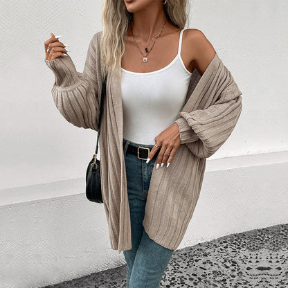 Women's cardigan with structured rib pattern and relaxed fit NOVAE