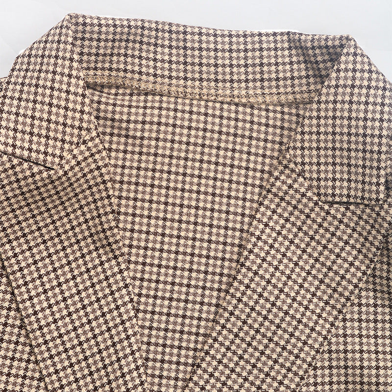 Women's checked oversized blazer jacket with double button placket NOVAE