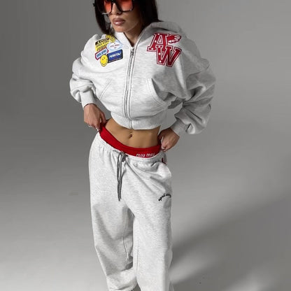 Women's leisure loungewear set with hooded jacket and casual trousers NOVAE