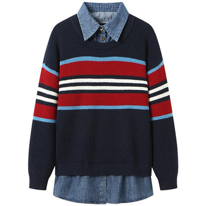 Women's striped knit sweater with a relaxed fit and comfortable feel NOVAE