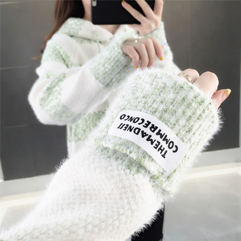 Women's casual hoodie with structured stripe pattern and drawstring NOVAE