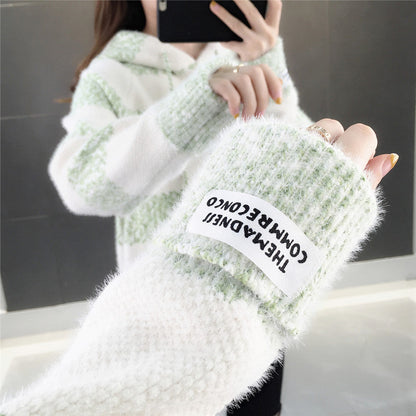 Women's casual hoodie with structured stripe pattern and drawstring NOVAE