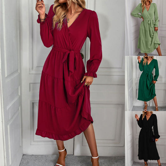 Women's wrap dress with flounced sleeves and elegant cut NOVAE