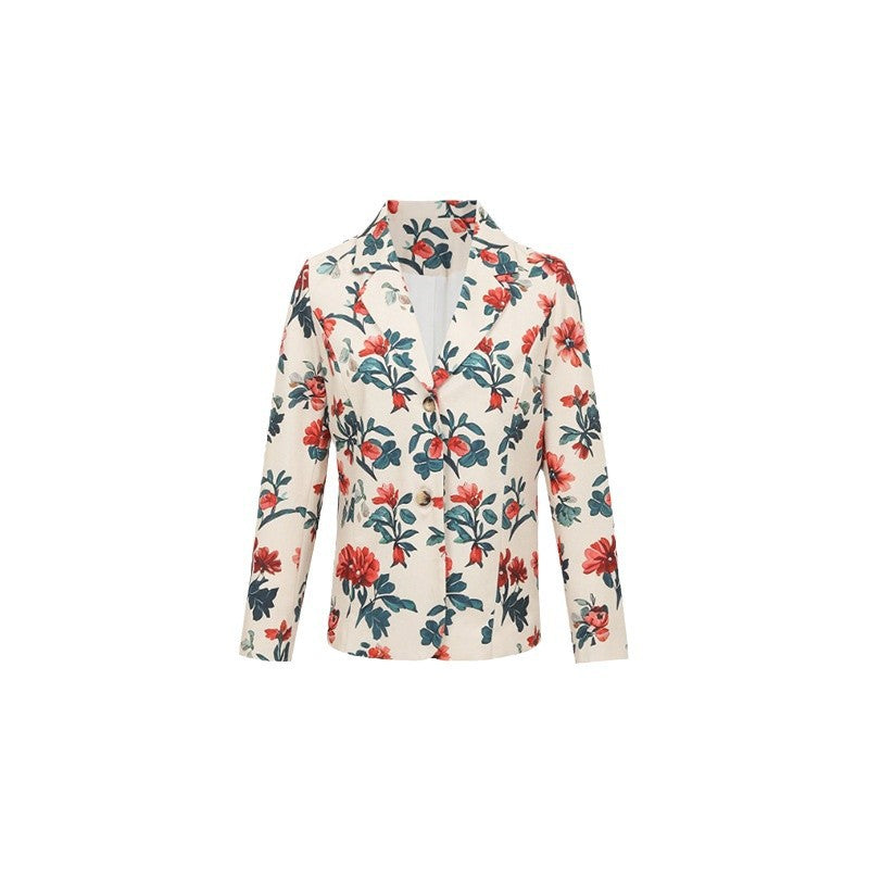 Women's blazer with floral patterns and a modern cut NOVAE