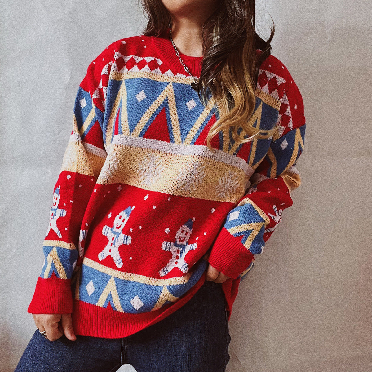 Women's Festive Winter Sweater with Vibrant Christmas Design NOVAE