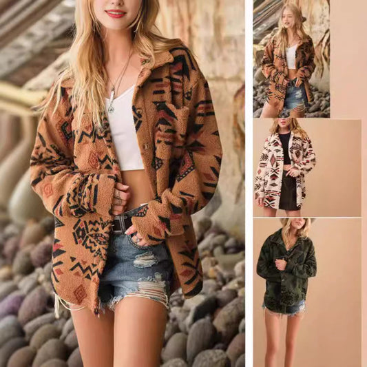 Women's cozy overshirt jacket in ethnic design NOVAE
