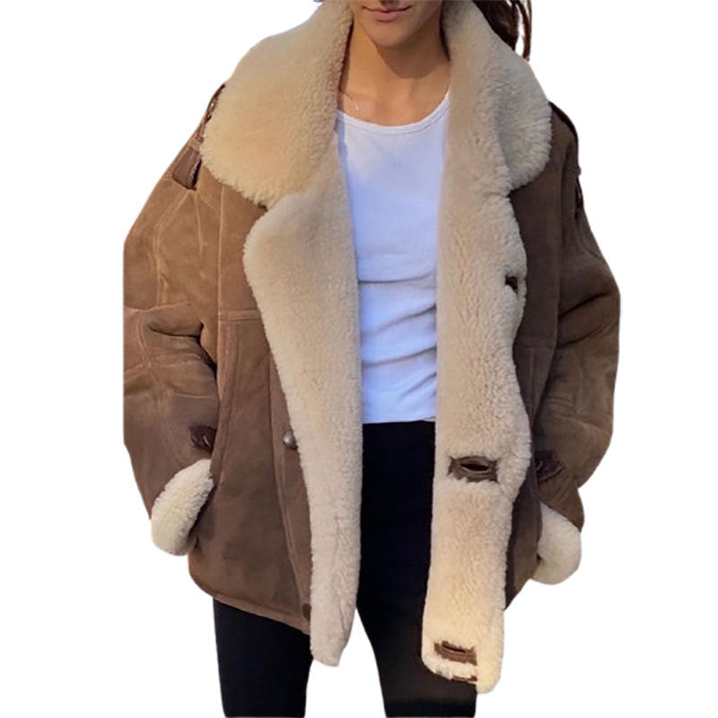 Women's casually lined suede jacket with an oversized cut NOVAE