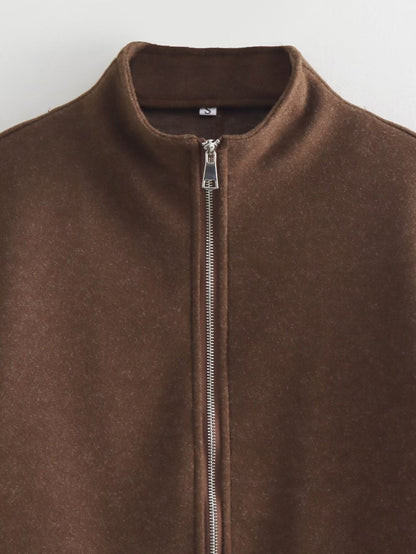 Women's contemporary transitional jacket with high-quality stand-up collar and full-length zipper NOVAE