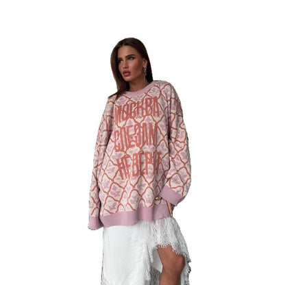 Women's casual knit sweater with a modern pattern NOVAE