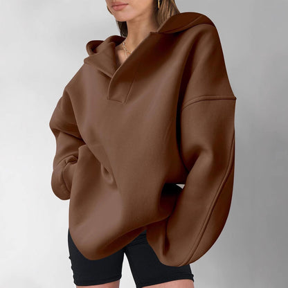 Women's oversized hoodie with fashionable collar and voluminous sleeves NOVAE