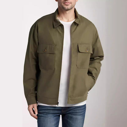Men's casual transitional jacket with practical fold-over pockets NOVAE