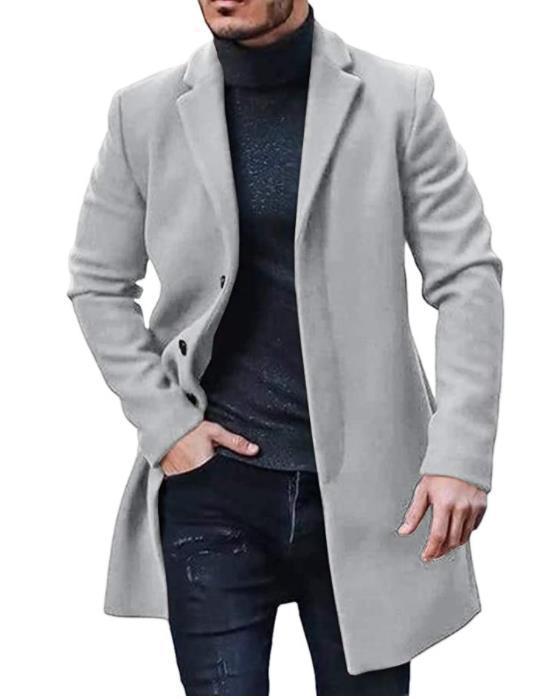 Men's elegant wool coat with a modern cut and practical pockets NOVAE