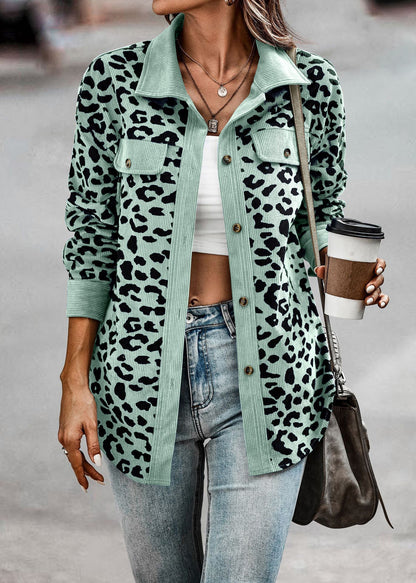 Women's Oversized Leopard Print Shirt Jacket NOVAE
