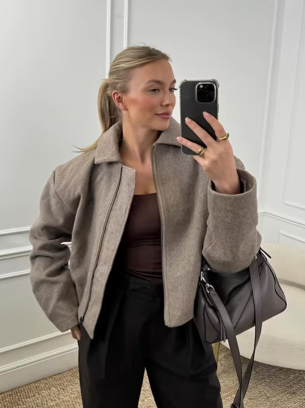 Women's sporty jacket with high collar and zipper NOVAE