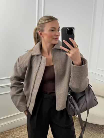 Women's sporty jacket with high collar and zipper NOVAE