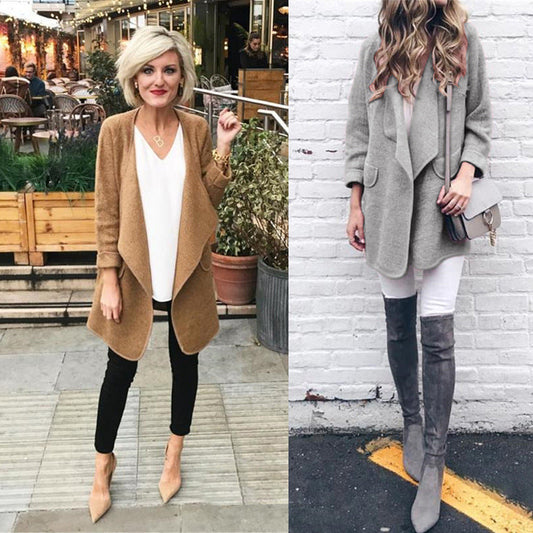 Women's wrap jacket with a fashionable cut and cuddly material NOVAE