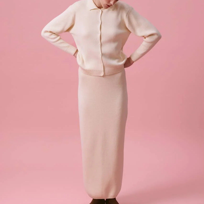 Women's cardigan with polo collar and button closure NOVAE