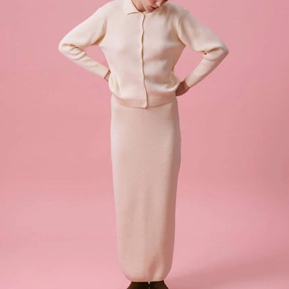 Women's cardigan with polo collar and button closure NOVAE