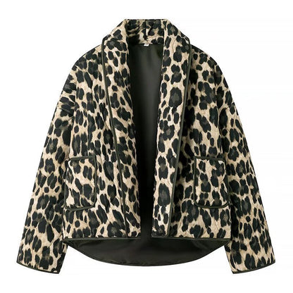 Women's fashionable jacket with animal print and pockets NOVAE