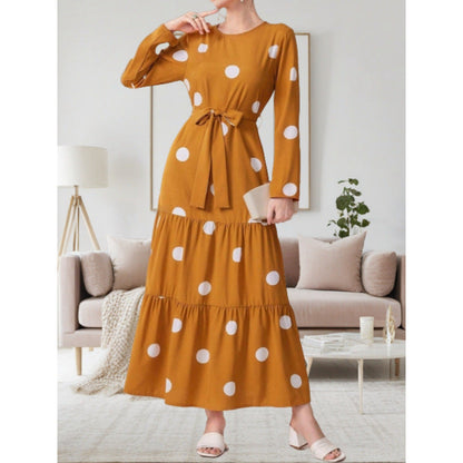 Women's maxi dress with colorful polka dot pattern and waist belt NOVAE