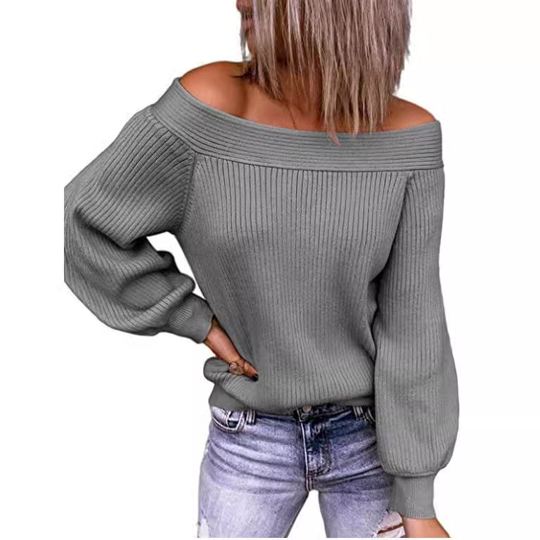 Women's off-the-shoulder pullover with voluminous sleeves NOVAE