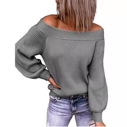 Women's off-the-shoulder pullover with voluminous sleeves NOVAE