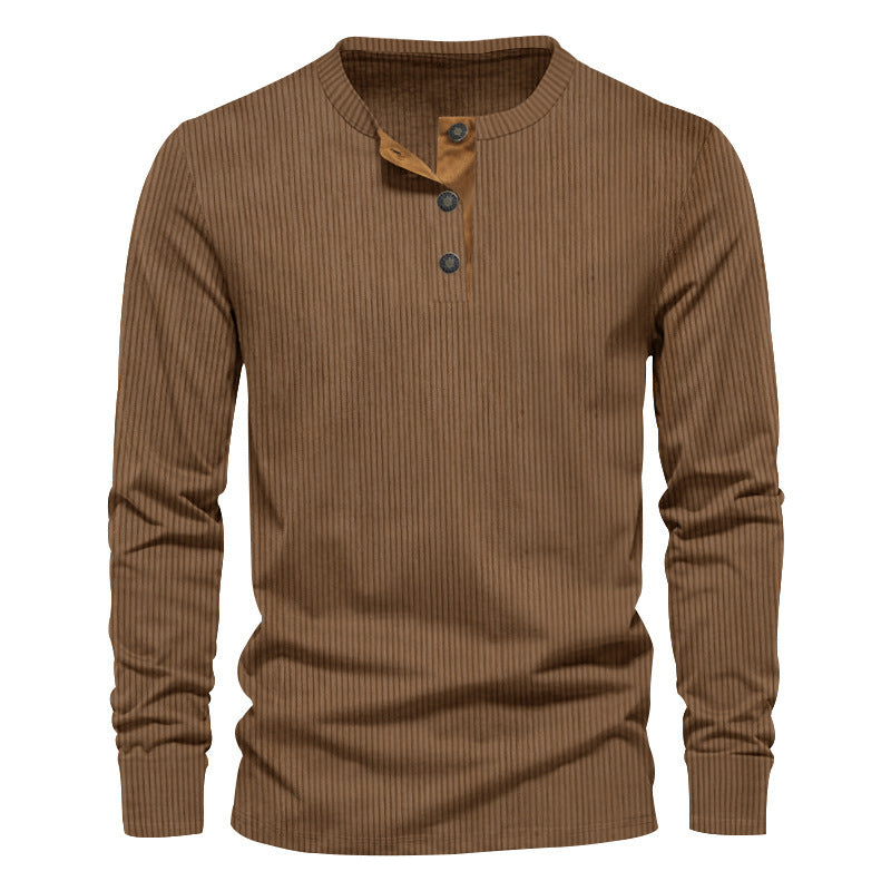 Men's casual long-sleeved shirt with button placket and ribbed texture NOVAE