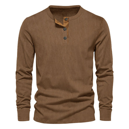 Men's casual long-sleeved shirt with button placket and ribbed texture NOVAE