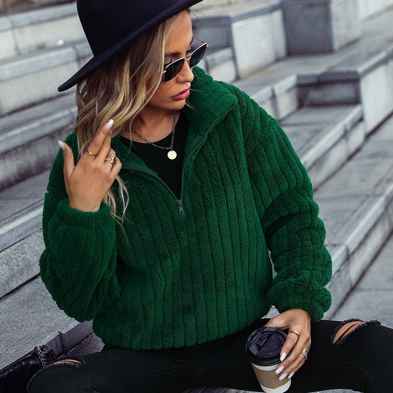 Women's cozy fleece pullover NOVAE